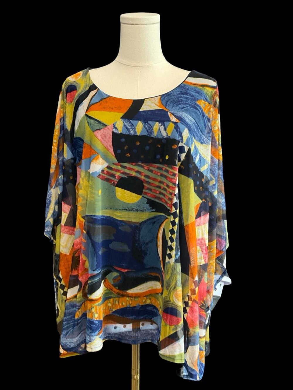 Multicolored Abstract Print Sheer Blouse